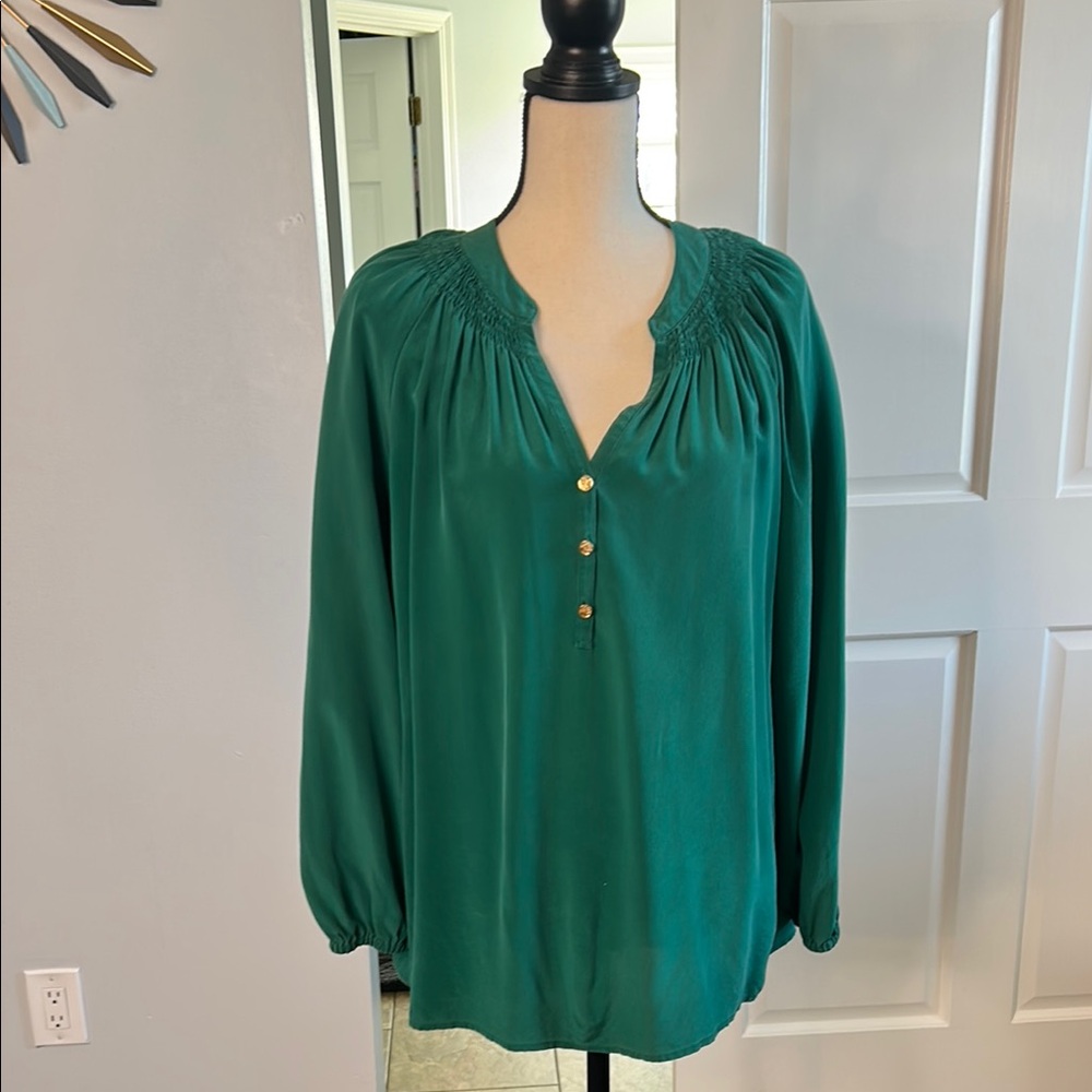 Lilly Pulitzer Elsa silk Emerald Green Women's Top